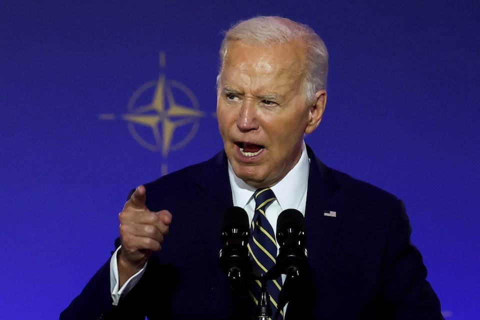 Tổng thống Mỹ Joe Biden phát biểu tại sự kiện kỷ niệm 75 năm thành lập NATO. (Ảnh: Reuters) Tổng thống Mỹ Joe Biden phát biểu tại sự kiện kỷ niệm 75 năm thành lập NATO. (Ảnh: Reuters)