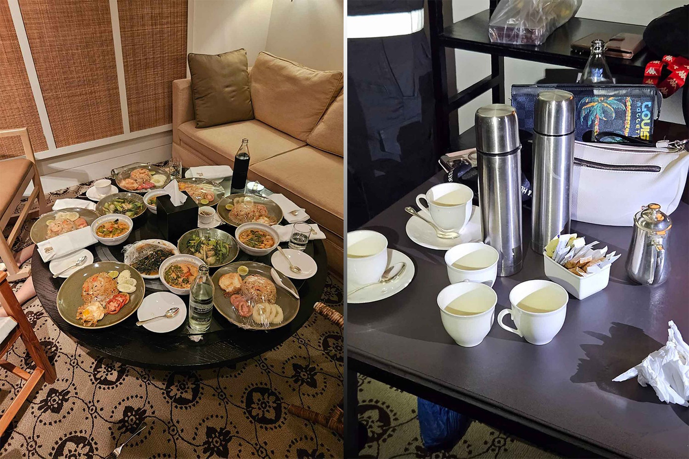 Thức ăn còn nguyên, nhưng dường như các nạn nhân đã uống nước. (Ảnh: Bangkok Post) Thức ăn còn nguyên, nhưng dường như các nạn nhân đã uống nước. (Ảnh: Bangkok Post)