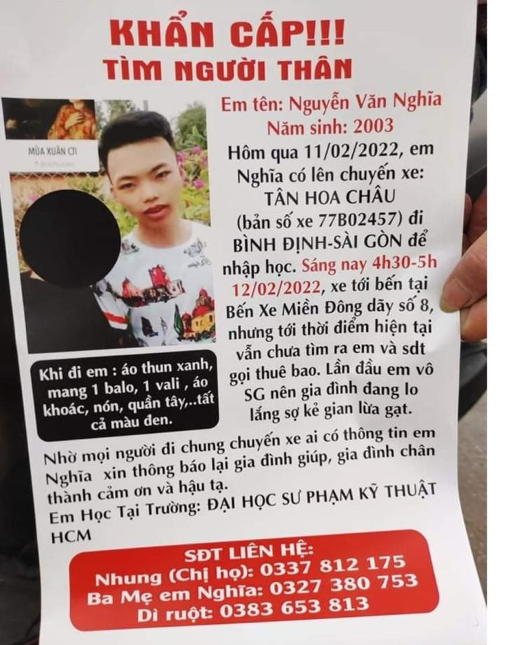 Hình ảnh gia đình kêu cứu khi nam sinh mất tích