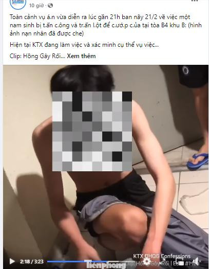Công an vào cuộc xác minh clip nam sinh bị cướp trói tay trong ký túc xá ảnh 1 Công an vào cuộc xác minh clip nam sinh bị cướp trói tay trong ký túc xá ảnh 1
