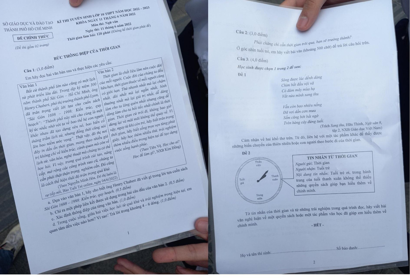 Đề thi văn vào lớp 10 ở TPHCM Đề thi văn vào lớp 10 ở TPHCM