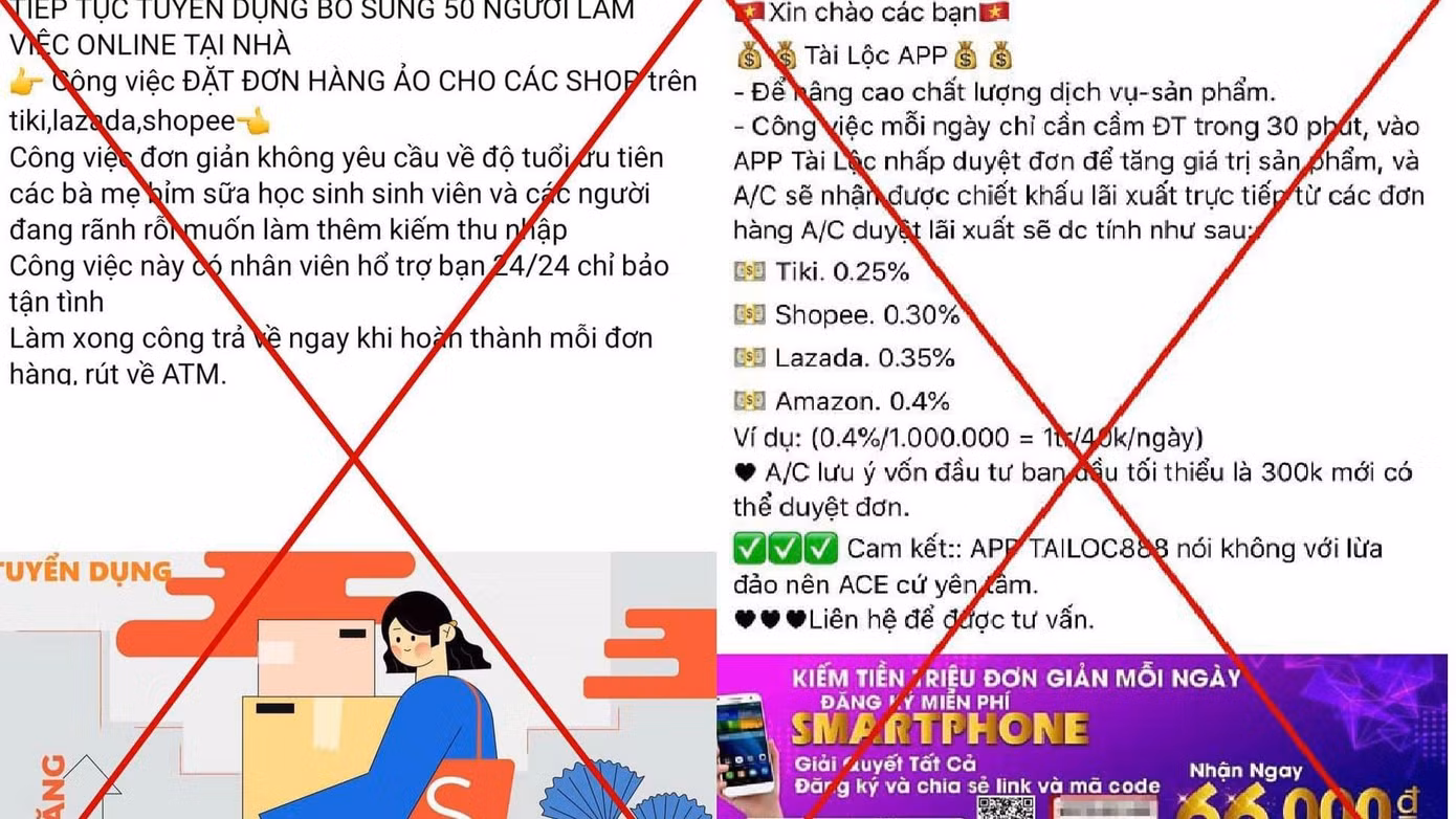 Những nội dung quảng cáo ứng dụng "giật" đơn hàng ảo có dấu hiệu lừa đảo chiếm đoạt tài sản xuất hiện nhan nhản trên mạng xã hội. Những nội dung quảng cáo ứng dụng "giật" đơn hàng ảo có dấu hiệu lừa đảo chiếm đoạt tài sản xuất hiện nhan nhản trên mạng xã hội.