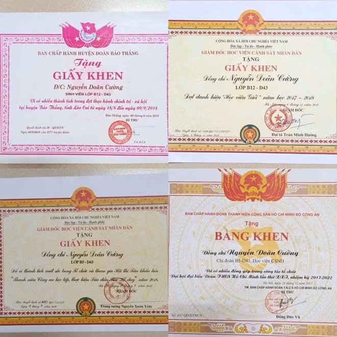Rất nhiều những bằng khen, giấy khen mà Doãn Cường có được là nhờ sự năng động, thông minh của anh trong các hoạt động do Học viện tổ chức.