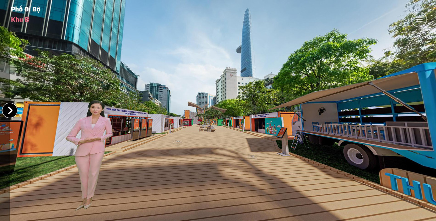 Hình ảnh các hướng dẫn viên, thuyết minh viên trong Ngày hội Văn hóa đọc.