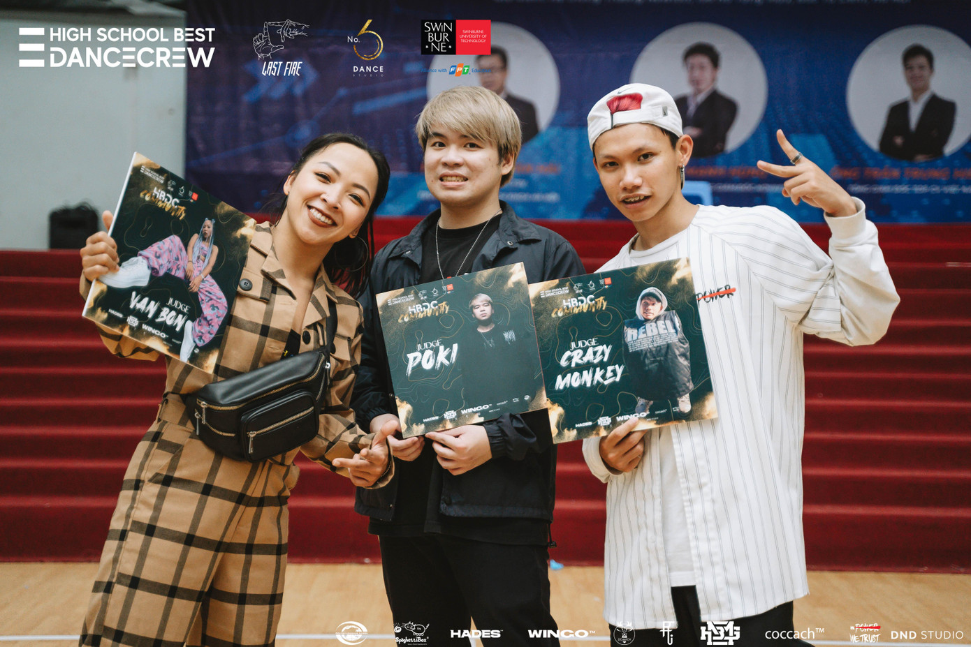 Bộ ba giám khảo giàu kinh nghiệm: Dancer Crazy Monkey (Last Fire Crew), Popper Poki (Last Fire Crew), Dancer Vân Bốn (CunCun Big Toe Crew)