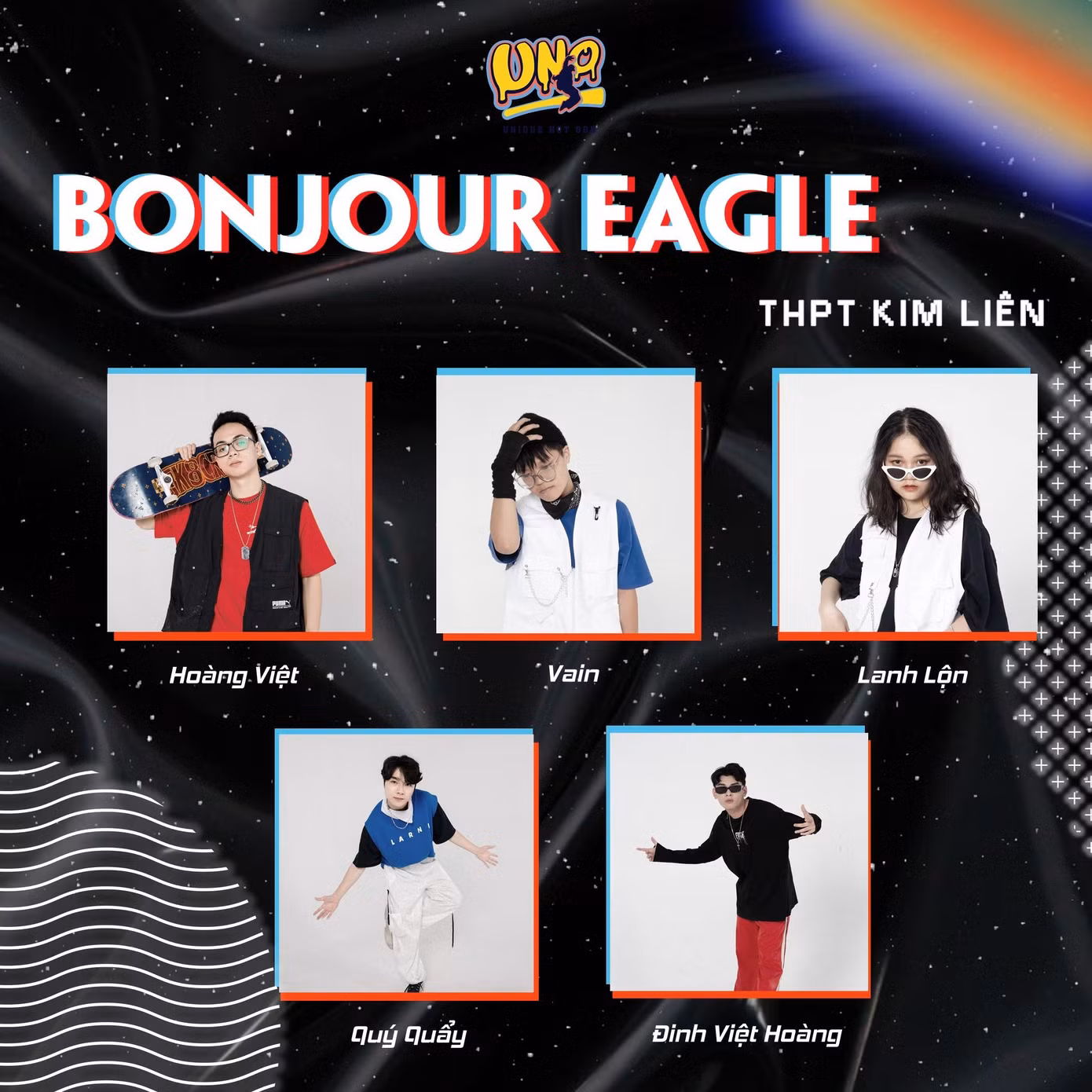 Hình ảnh năm thành viên của nhóm Bonjour Eagle. Hình ảnh năm thành viên của nhóm Bonjour Eagle.