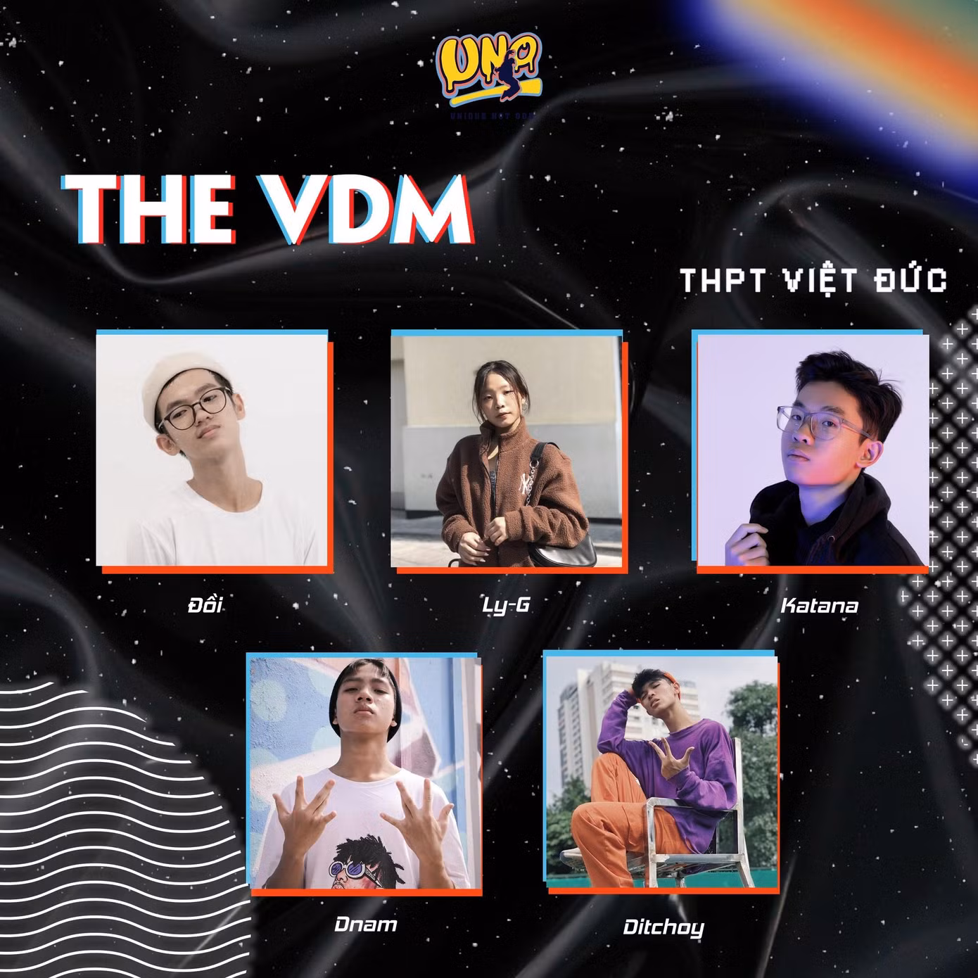 Hình ảnh năm thành viên của nhóm The VDM. Hình ảnh năm thành viên của nhóm The VDM.