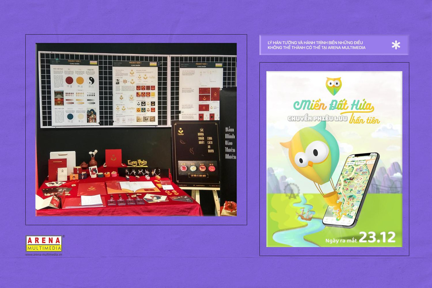 Bộ nhận diện thương hiệu Cung Nhiên ở học kỳ 1 và Giao diện Ứng dụng tiện ích Miền Đất Hứa ở học kỳ 2 của Tường và các bạn nhận được đánh giá cao từ Hội đồng Giám khảo. Bộ nhận diện thương hiệu Cung Nhiên ở học kỳ 1 và Giao diện Ứng dụng tiện ích Miền Đất Hứa ở học kỳ 2 của Tường và các bạn nhận được đánh giá cao từ Hội đồng Giám khảo.