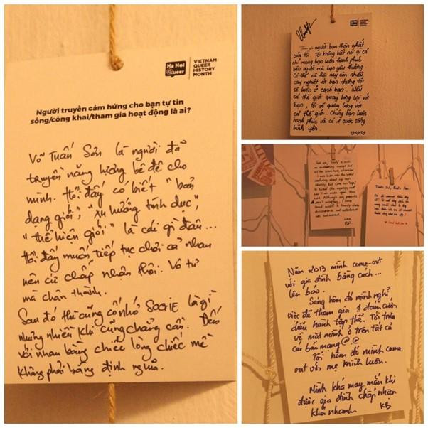 Rất nhiều những lời động viên, chia sẻ dành cho những người thuộc cộng đồng LGBT+ trong triển lãm Vietnamese Queer Culture 2021 với chủ đề 'Ngày quẻer ngày queer'. Rất nhiều những lời động viên, chia sẻ dành cho những người thuộc cộng đồng LGBT+ trong triển lãm Vietnamese Queer Culture 2021 với chủ đề 'Ngày quẻer ngày queer'.