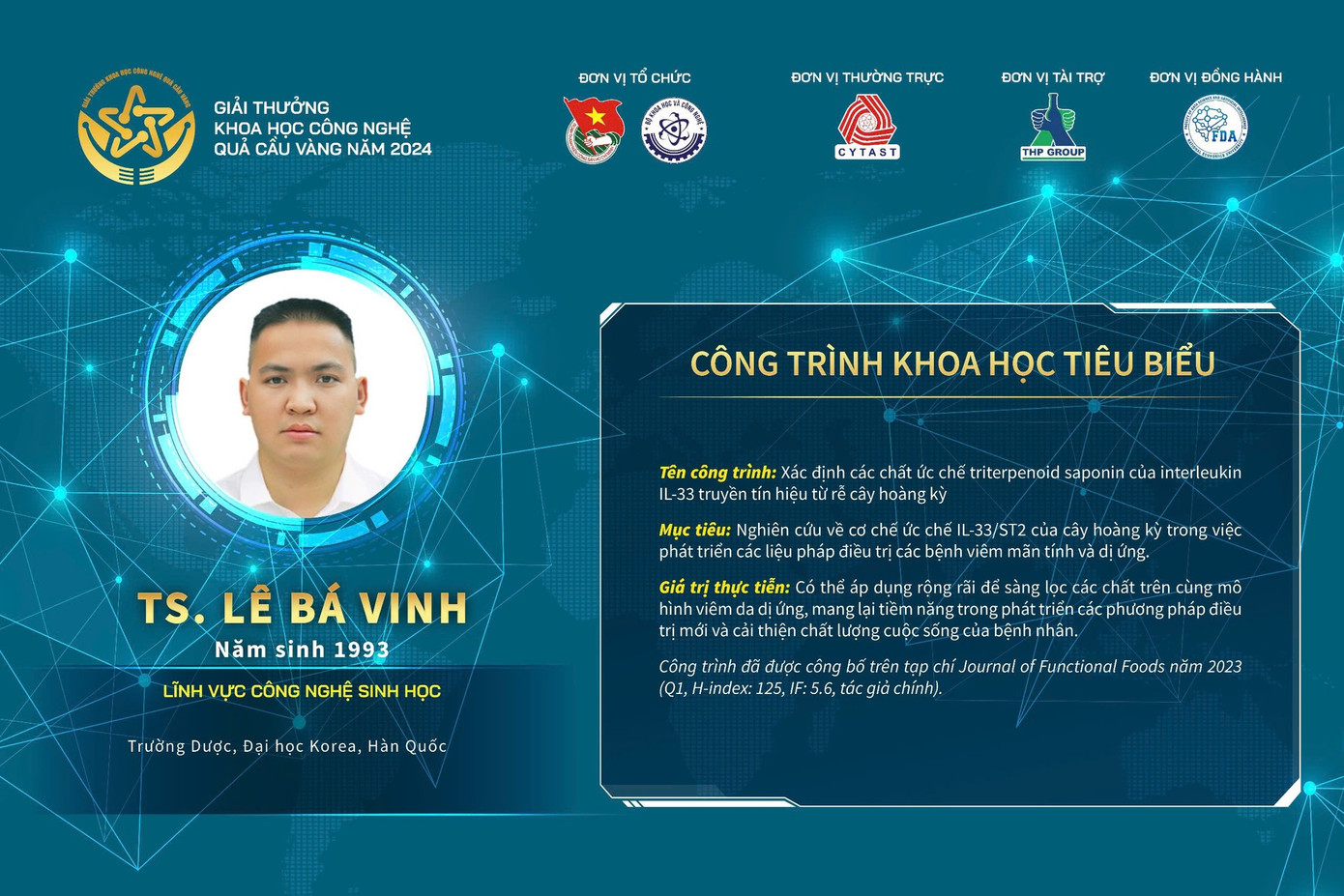 Công trình khoa học tiêu biểu của TS. Lê Bá Vinh có thể áp dụng rộng rãi để sàng lọc các chất trên cùng mô hình viêm da dị ứng, mang lại tiềm năng trong phát triển các phương pháp điều trị mới và cải thiện chất lượng cuộc sống của bệnh nhân.