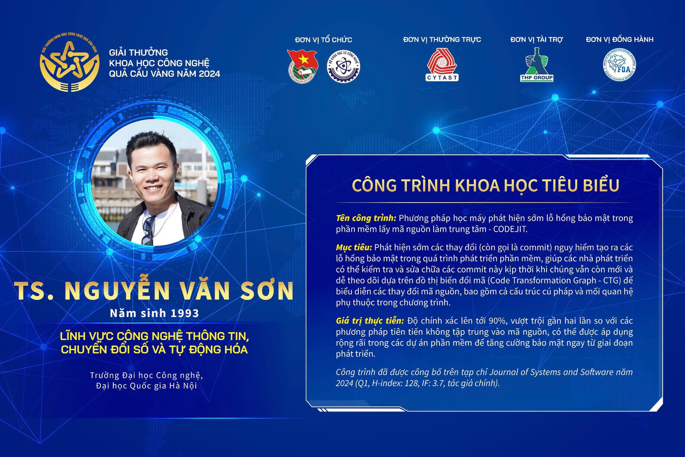 TS. Nguyễn Văn Sơn phát triển phương pháp học máy phát hiện sớm lỗ hổng bảo mật trong phần mềm lấy mã nguồn làm trung tâm - CODEJIT.