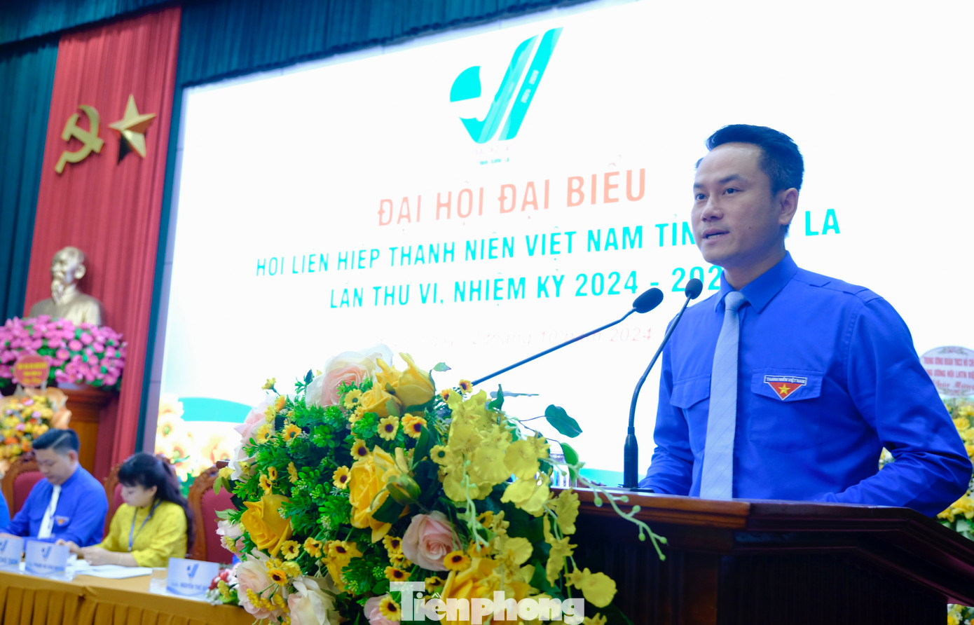 Anh Nguyễn Kim Quy - Phó Chủ tịch thường trực T.Ư Hội LHTN Việt Nam phát biểu tại Đại hội. Ảnh: Châu Linh