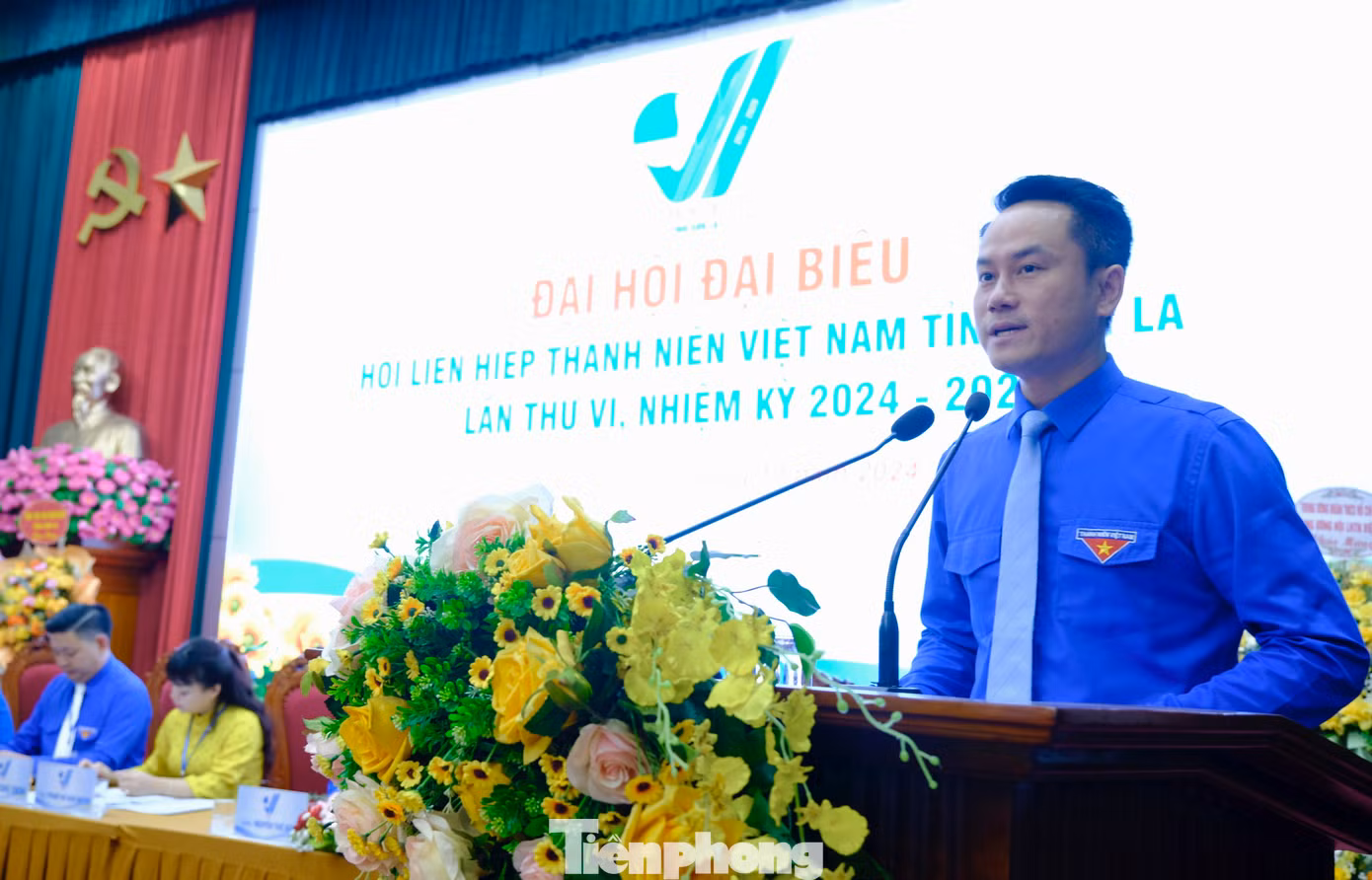 Anh Nguyễn Kim Quy - Phó Chủ tịch thường trực T.Ư Hội LHTN Việt Nam phát biểu tại Đại hội. Ảnh: Châu Linh