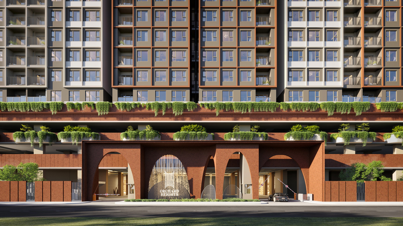 Kiến trúc cổng vòm với gam màu nóng lôi cuốn cư dân trở về nhà (Ảnh: Sycamore)