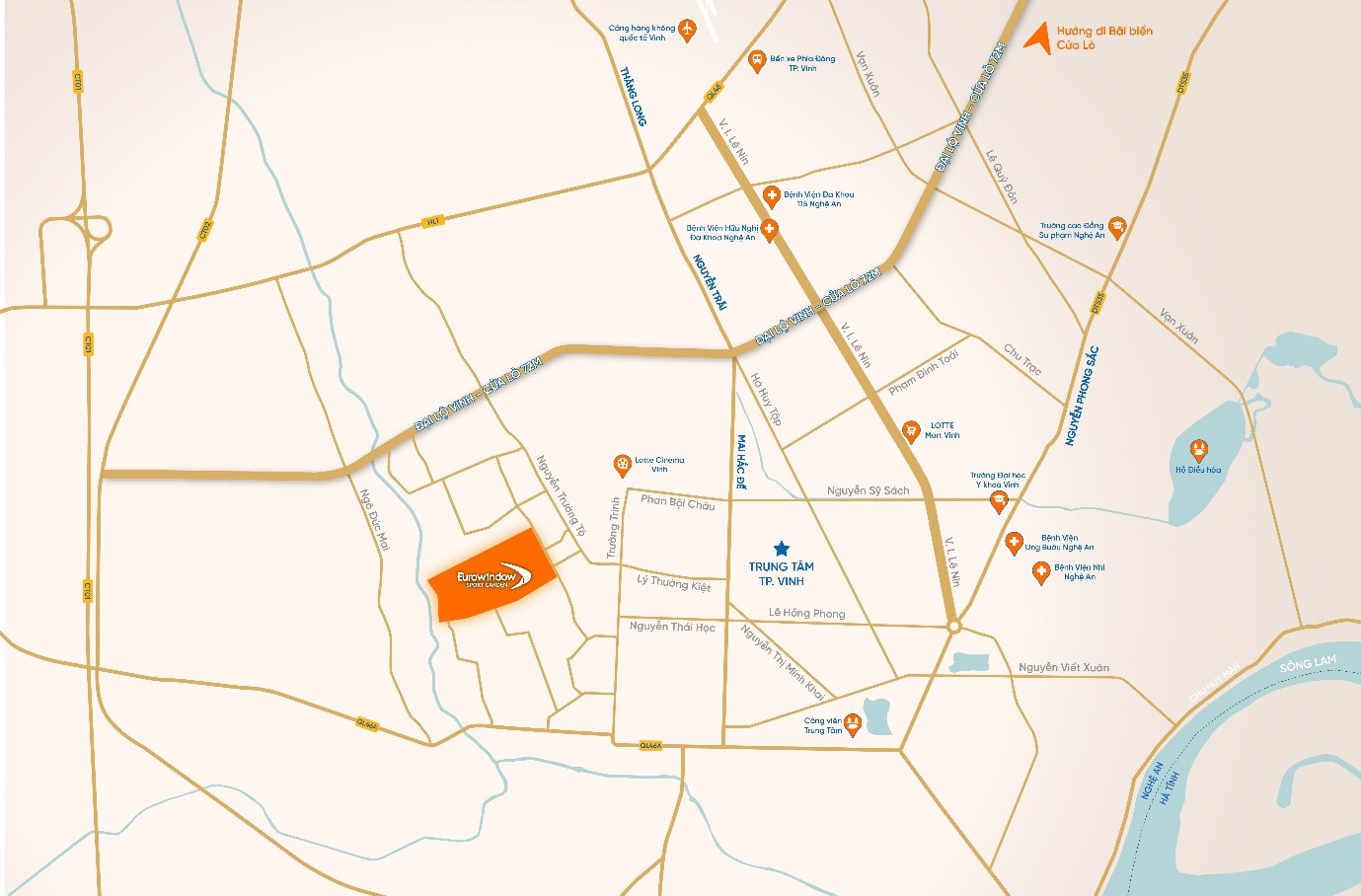 Vị trí quy hoạch dự án khu đô thị hiện đại lớn nhất trung tâm thành Vinh Vị trí quy hoạch dự án khu đô thị hiện đại lớn nhất trung tâm thành Vinh