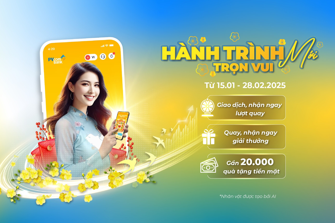 Nhiều cơ hội trúng các phần quà tiền mặt hấp dẫn cho khách hàng giao dịch tại PVcomBank đến hết 28/02/2025 Nhiều cơ hội trúng các phần quà tiền mặt hấp dẫn cho khách hàng giao dịch tại PVcomBank đến hết 28/02/2025