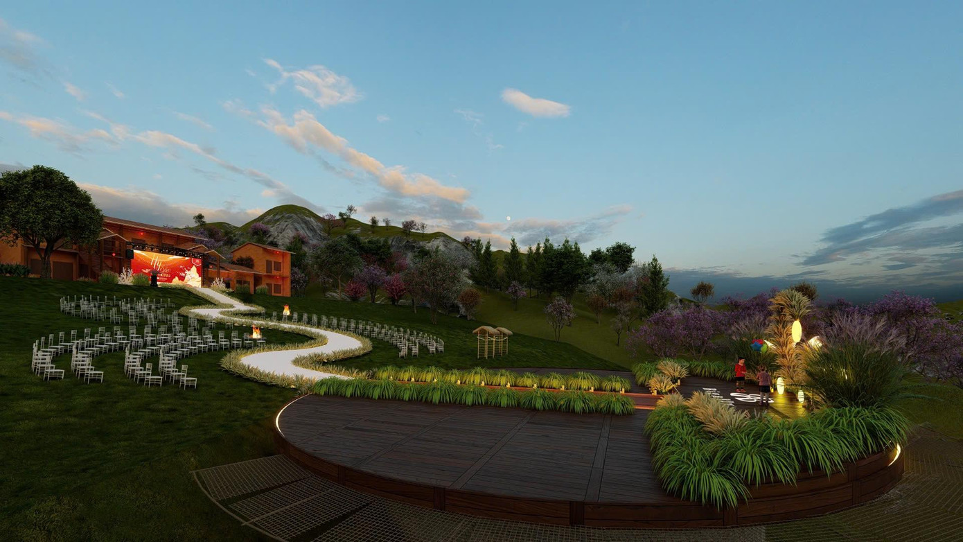 Sân khấu sự kiện “Hỷ sắc Lạc Hồng Hà Giang”.