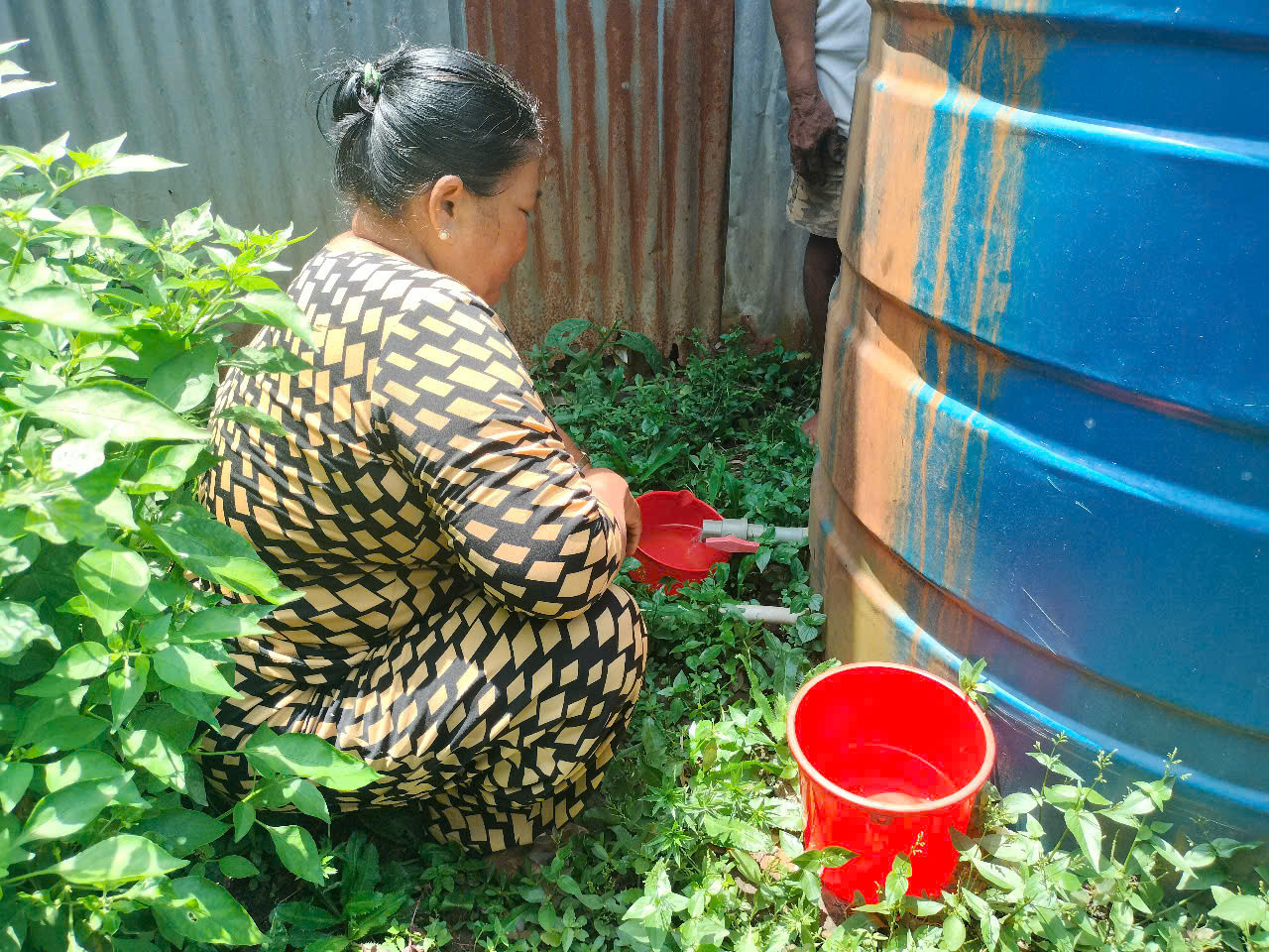 Gia đình bà Sươl phải đi xin nước nơi khác về dữ trữ để uống.