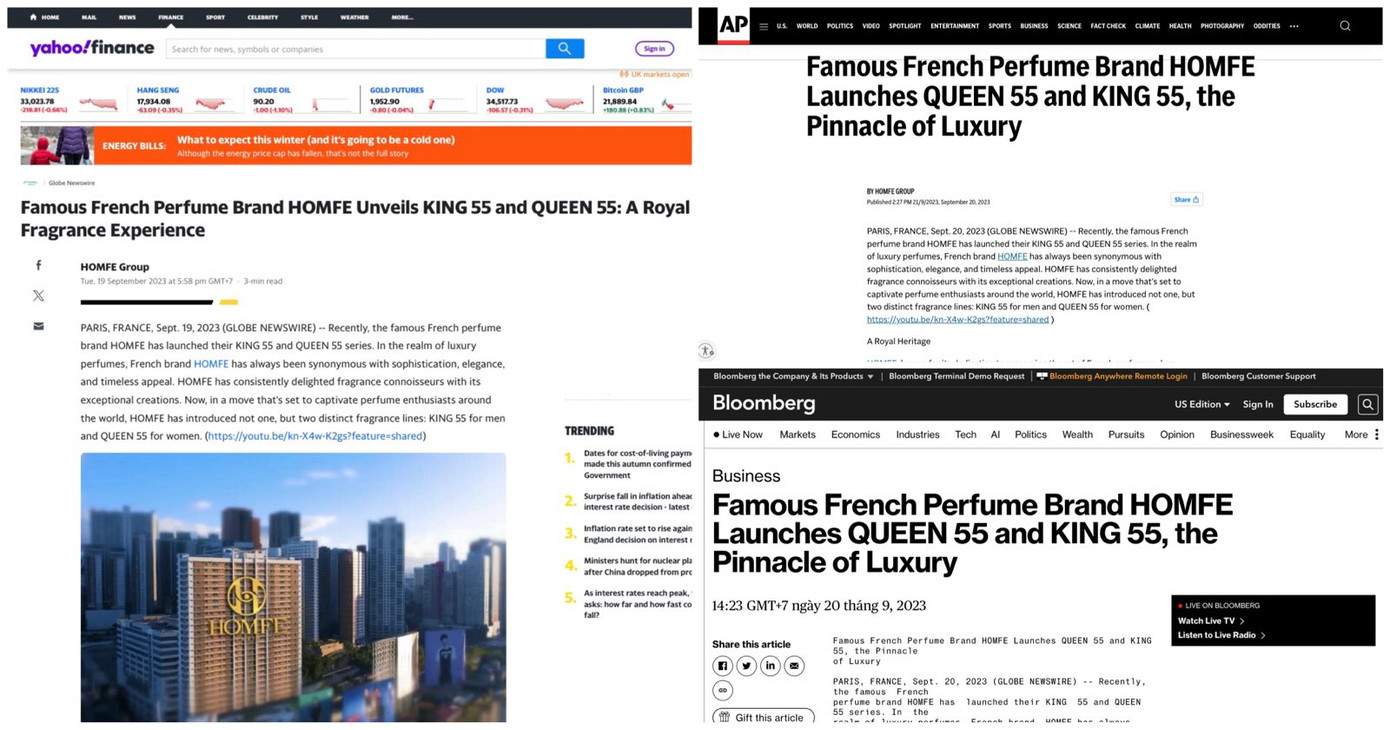 Các kênh truyền thông hàng đầu thế giới như Bloomberg,Yahoo News, AP News, Business Insider… đồng loạt đưa tin về sức hút của QUEEN 55 và KING 55 trong giới thượng lưu.