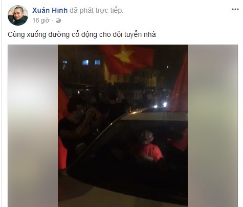 Nghệ sĩ Xuân Hinh xuống đường cổ vũ đội tuyển U23 Việt Nam.