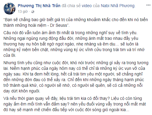 Nhã Phương đau buồn, chia sẻ về đổ vỡ tình yêu với Trường Giang? ảnh 1