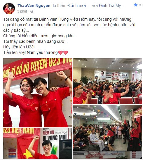 MC Thảo Vân cổ vũ U23 Việt Nam