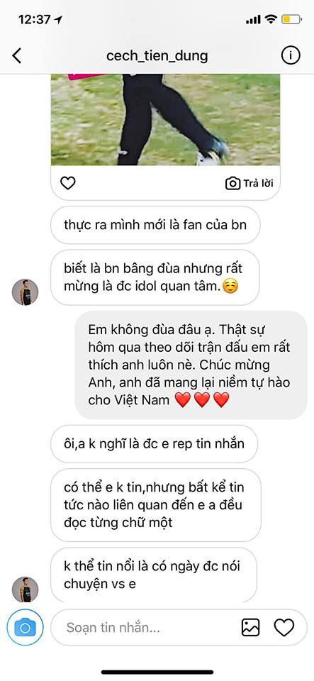 Lộ tin nhắn ngọt ngào của thủ môn Bùi Tiến Dũng cho Angela Phương Trinh ảnh 1