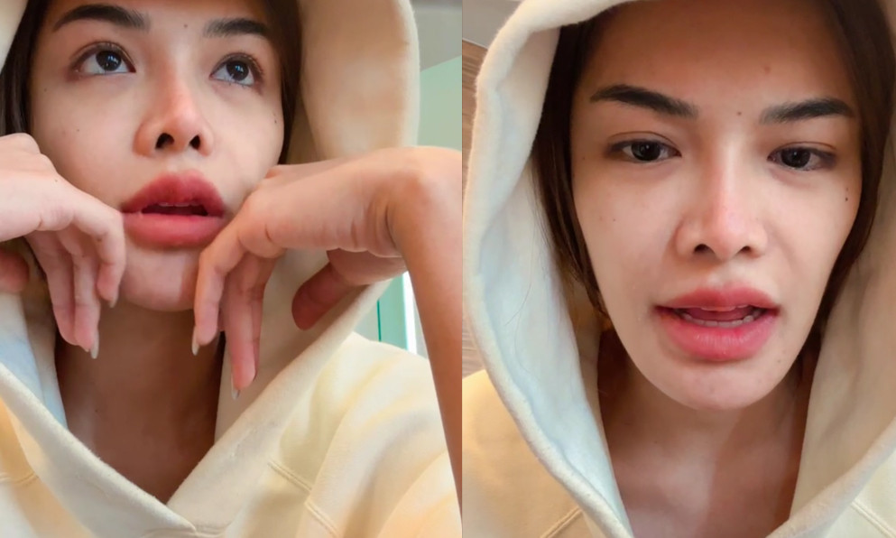 Mặt mộc của Thaweeporn Phingchamrat trên livestream gây tranh cãi.