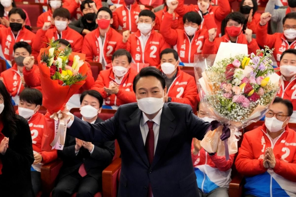 Ông Yoon Suk-yeol chiến thắng trong cuộc bầu cử Tổng thống Hàn Quốc. Ảnh: Yonhap