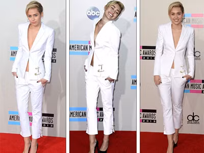 Miely Cyrus đầy quyến rũ và phóng khoáng khi mặc bộ vest trắng