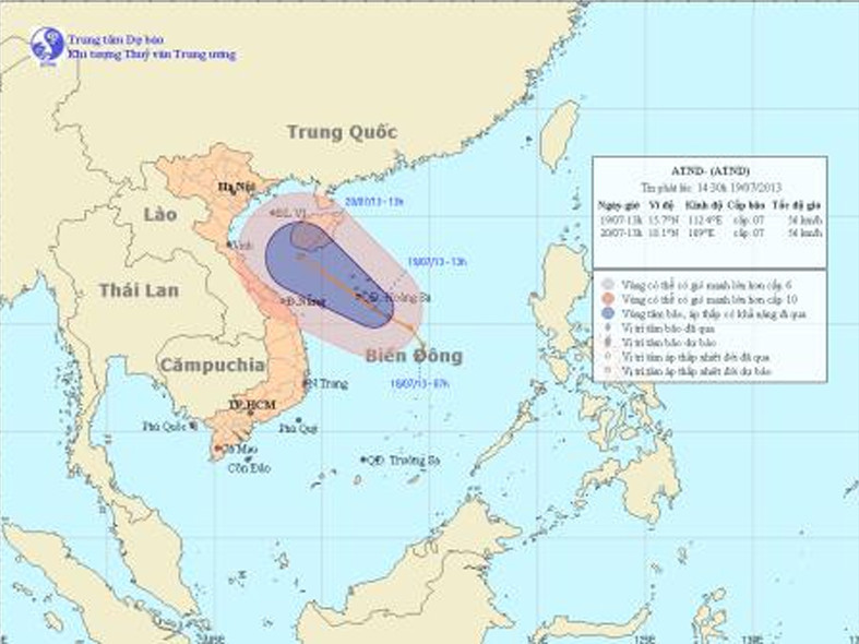 Từ ngày mai áp thấp ảnh hưởng đến vịnh Bắc Bộ. Ảnh: Trung tâm Dự báo Khí tượng Thủy văn Trung Ương