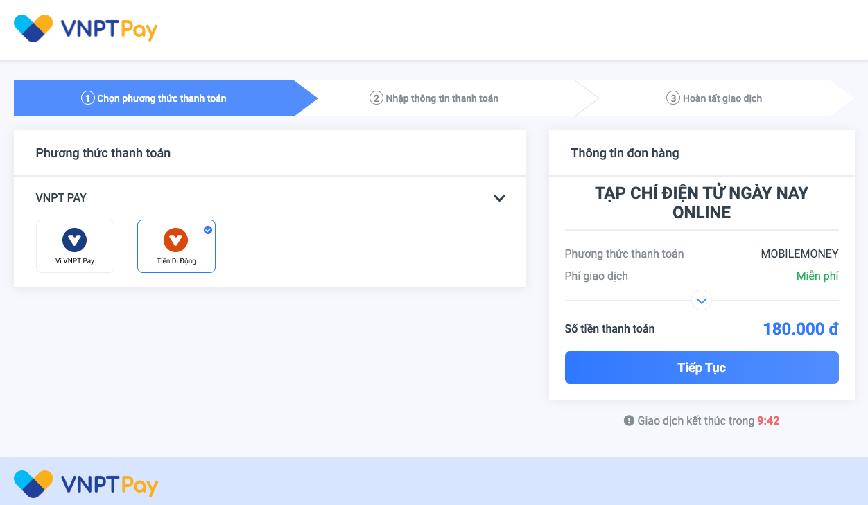 Giao diện thanh toán bằng Tiền Di Động thông qua Cổng thanh toán VNPT Pay trên Tạp chí Ngày Nay nền tảng website. Giao diện thanh toán bằng Tiền Di Động thông qua Cổng thanh toán VNPT Pay trên Tạp chí Ngày Nay nền tảng website.