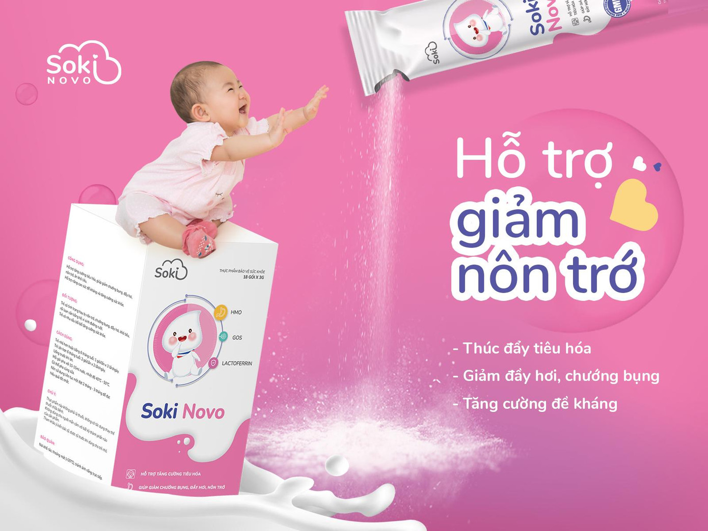 TPBVSK Soki Novo hỗ trợ giảm nôn trớ cho trẻ