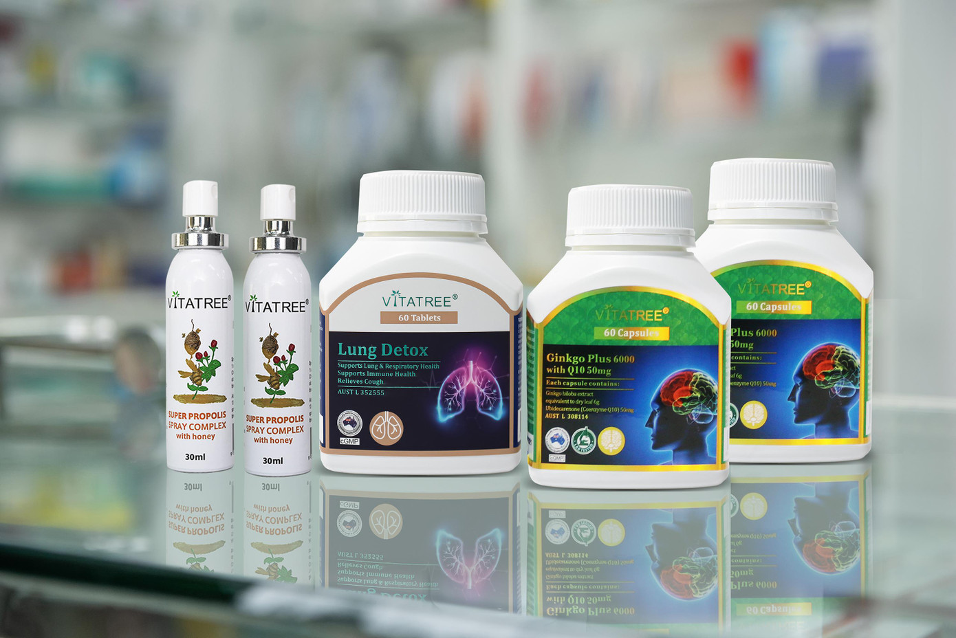 Bao bì các sản phẩm Vitatree đều in logo cGMP