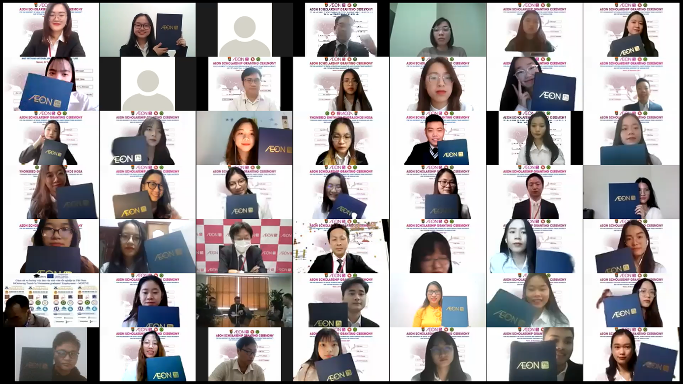 Hình ảnh buổi Lễ trao chứng nhận “Học bổng AEON” được tổ chức trực tuyến