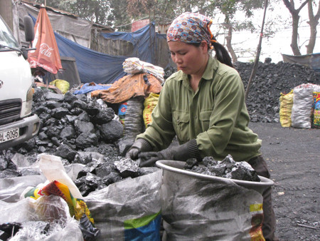 ... đổ vào các bao tải, khâu lại cho chủ xưởng chuyển đi các nơi tiêu thụ