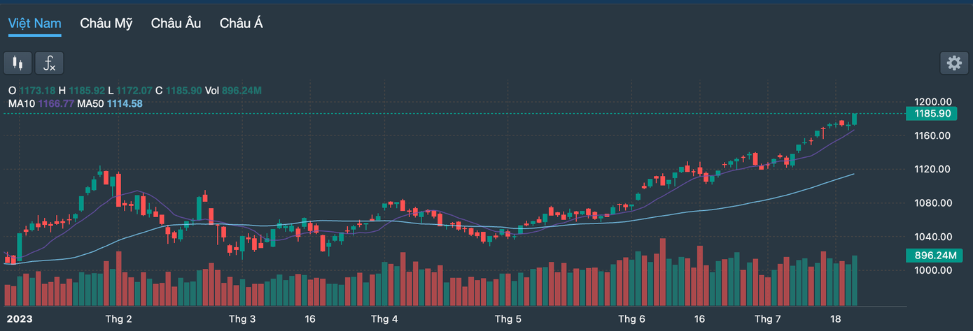 VN-Index đạt đỉnh mới trong năm nay.