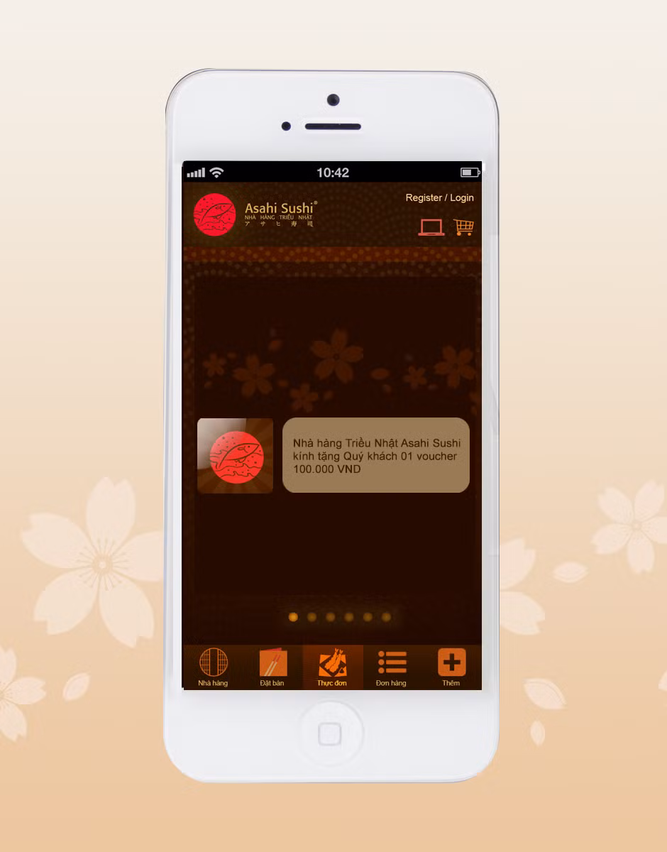 Ưu đãi liên tục hàng tuần của Asahi Sushi dành cho khách hàng tải Apps