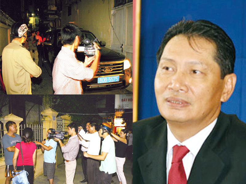 Thuyền trưởng Vinashin Phạm Thanh Bình (ảnh chân dung) và các Phóng viên tác nghiệp tại thời điểm bắt ông Bình - Ảnh: Công Hùng, Phùng Sưởng