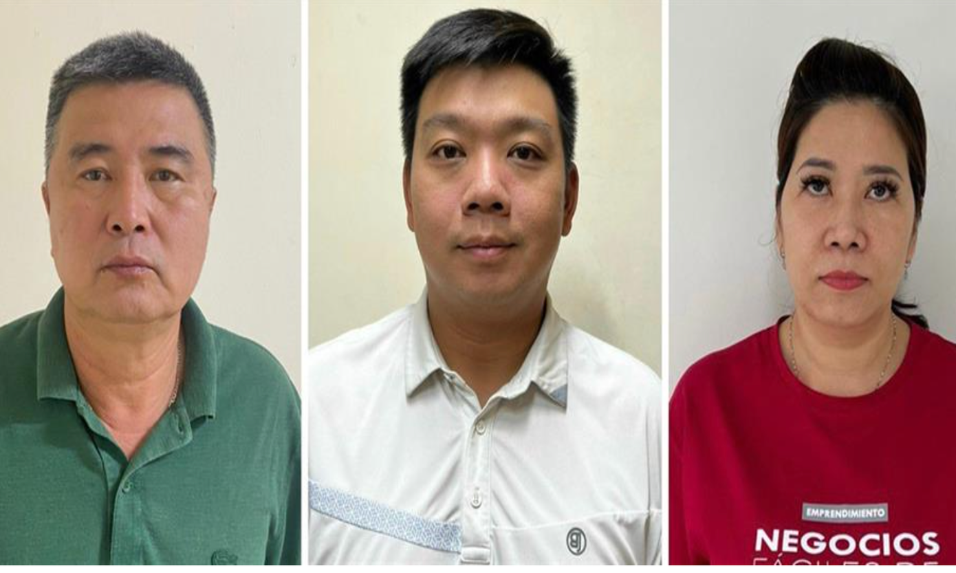 Các bị can (từ trái qua phải): Nguyễn Lộc An; Trần Trác Việt Đức; Đỗ Thị Tuyết Nga. Các bị can (từ trái qua phải): Nguyễn Lộc An; Trần Trác Việt Đức; Đỗ Thị Tuyết Nga.