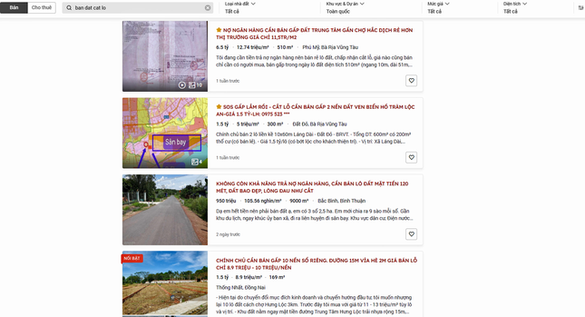 Trên khắp các nền tảng, bài viết với cụm từ “Bán cắt lỗ”, “Nợ ngân hàng cần bán đất gấp” xuất hiện nhan nhản.