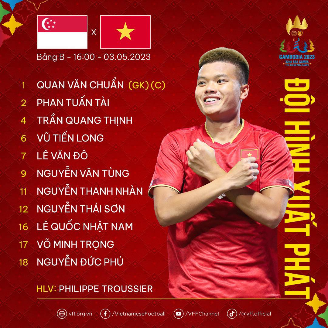 SEA Games 32: U22 Việt Nam tạm dẫn đầu bảng B sau chiến thắng 3-1 trước U22 Singapore ảnh 3