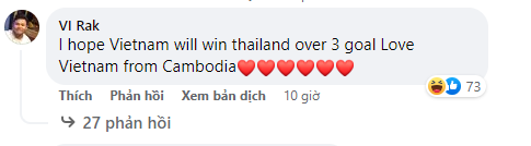 Tôi hi vọng Việt Nam sẽ thắng Thái Lan với tỷ số 3-0. Gửi lời yêu từ Campuchia