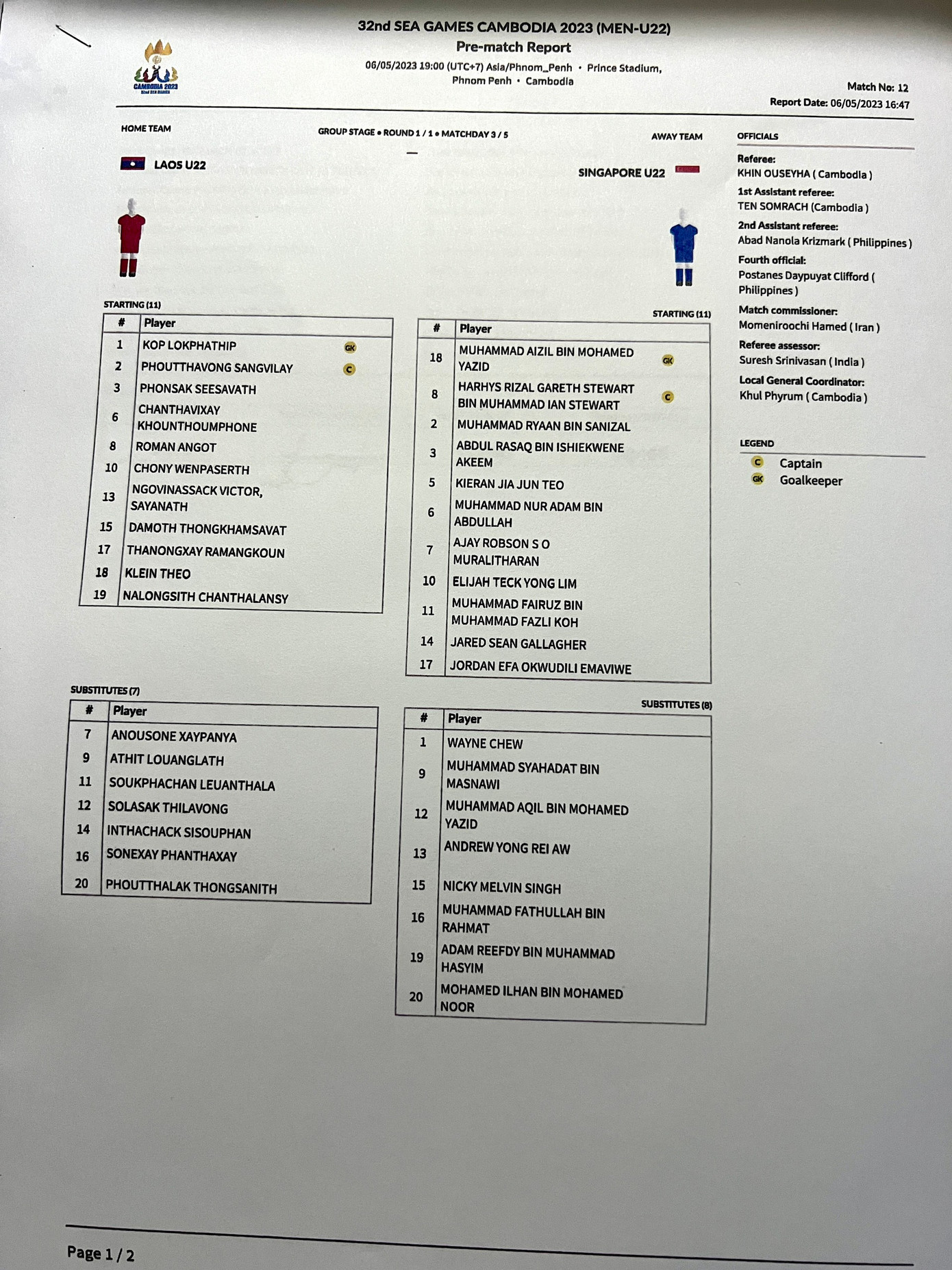 SEA Games 22: Bỏ lỡ nhiều cơ hội mười mươi, U22 Singapore và U22 Lào chấp nhận chia điểm ảnh 2