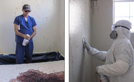 Ông O'brian cùng các cộng sự đã tạo dựng hiện trường tội ác như thật cho các học viên thực nghiệm. Ảnh: Barcroft Media 