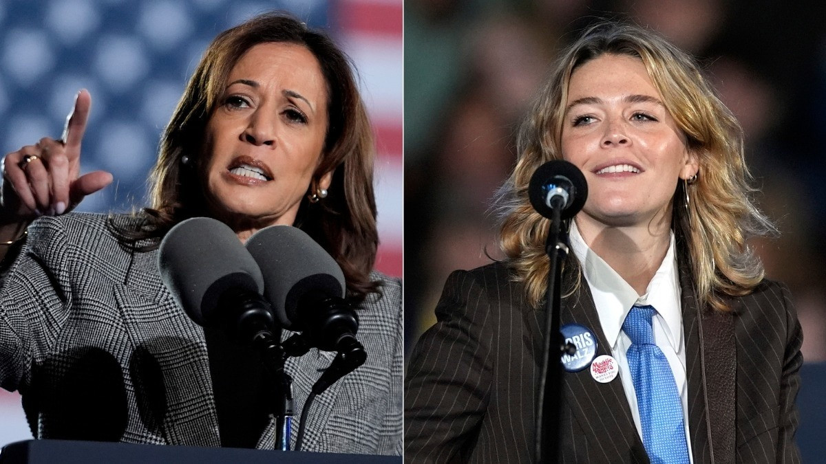 Maggie Rogers giúp bà Harris thu hút cử tri trẻ dự mít tinh tại Đại học Michigan. Ảnh: AP. Maggie Rogers giúp bà Harris thu hút cử tri trẻ dự mít tinh tại Đại học Michigan. Ảnh: AP.