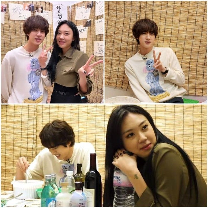 Lee Young Ji và Jin (BTS) vừa uống rượu vừa chia sẻ về cuộc sống trong Nothing Prepared.