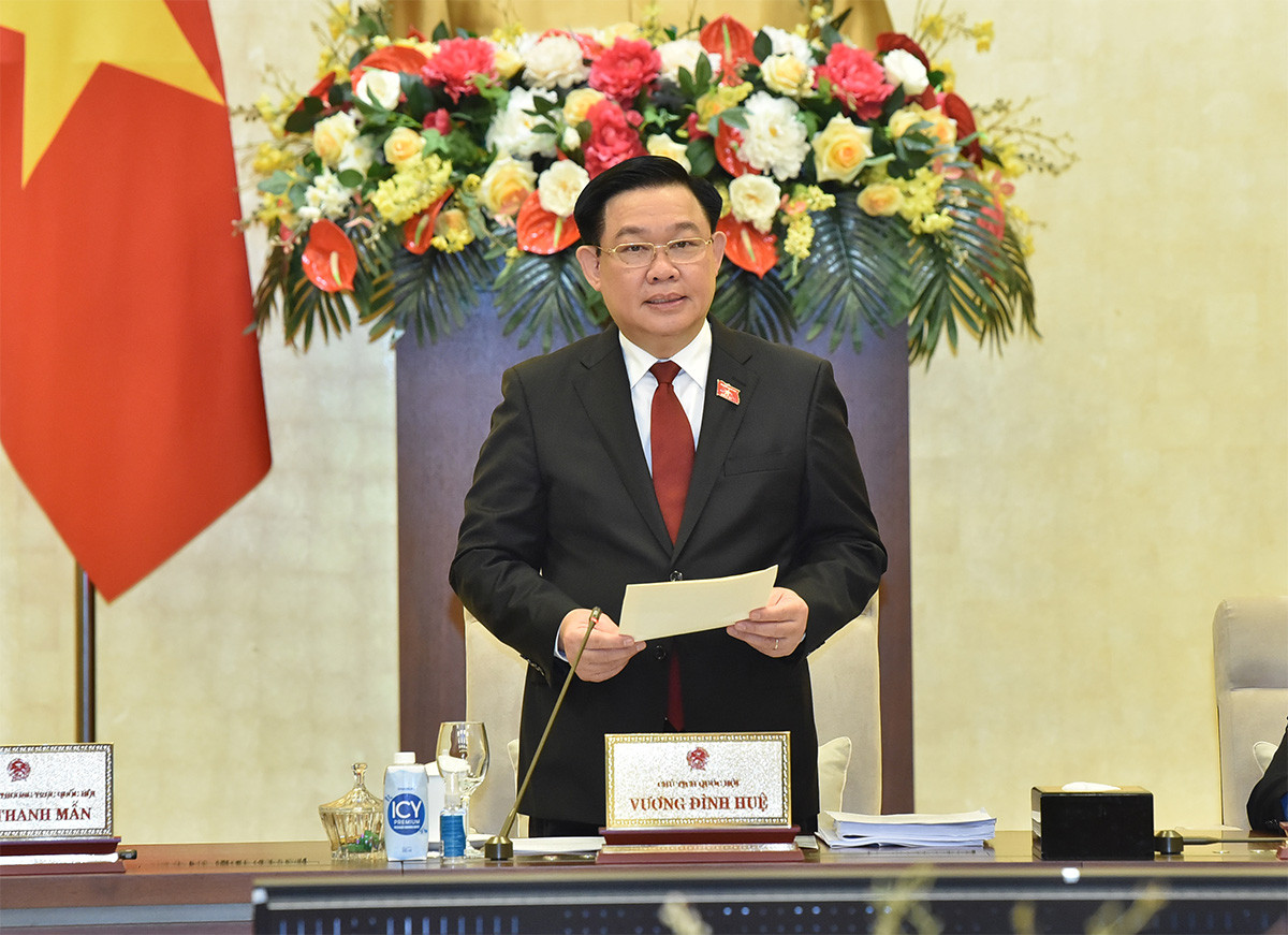 Chủ tịch Quốc hội Vương Đình Huệ phát biểu khai mạc phiên họp thứ 28 Ủy ban Thường vụ Quốc hội