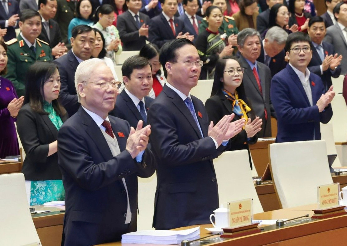 Lãnh đạo Đảng, Nhà nước cùng các đại biểu tham dự phiên khai mạc. Ảnh Như Ý Lãnh đạo Đảng, Nhà nước cùng các đại biểu tham dự phiên khai mạc. Ảnh Như Ý