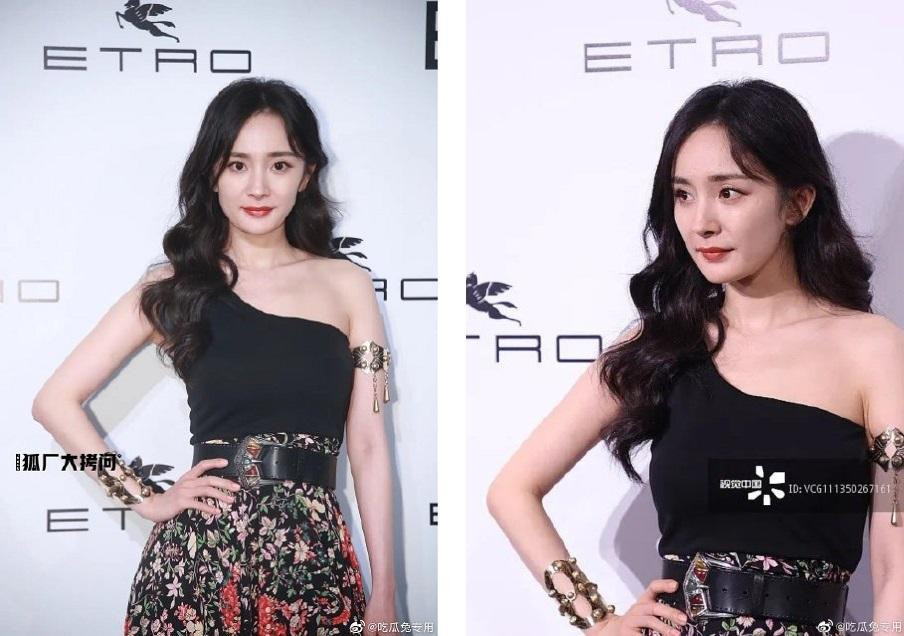 Tuy nhiên, người hâm mộ có chút "vỡ mộng" khi loạt ảnh chụp bằng camera thường của Dương Mịch được chia sẻ trên Weibo. Khuôn cằm không thon gọn, "V-line" như ảnh chia sẻ, thay vào hơi bành ra.